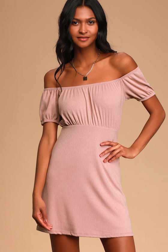 mauve ribbed dress