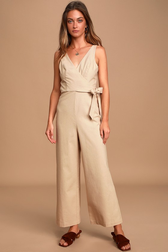 beige jumpsuit womens
