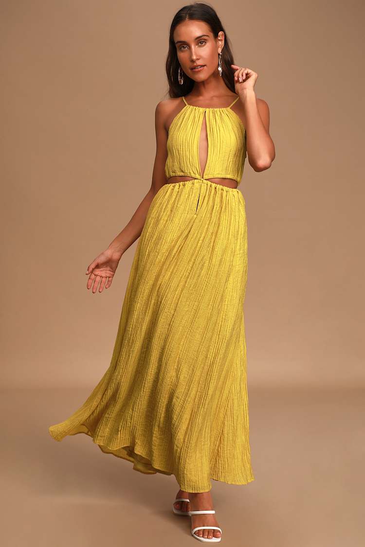 Cute Mustard Yellow Dress - Cutout Maxi Dress - Maxi Dress