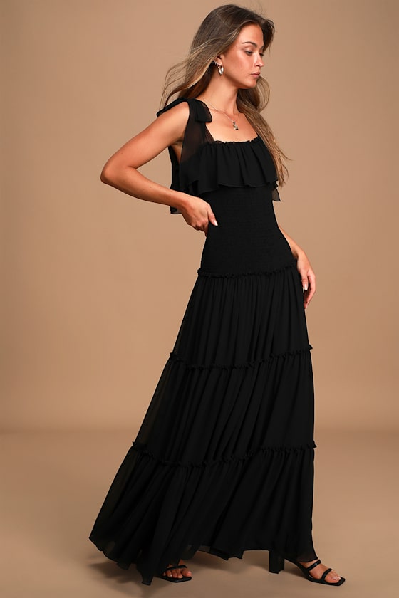 Layered Maxi Dress with Tie-up & Straps main image 0