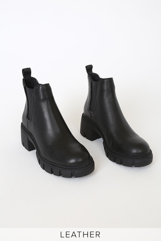 steve madden black leather ankle boots