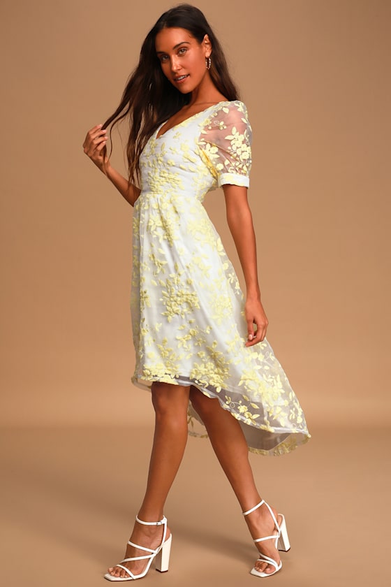 Be My Date? White Floral Embroidered High-Low Midi Dress 4