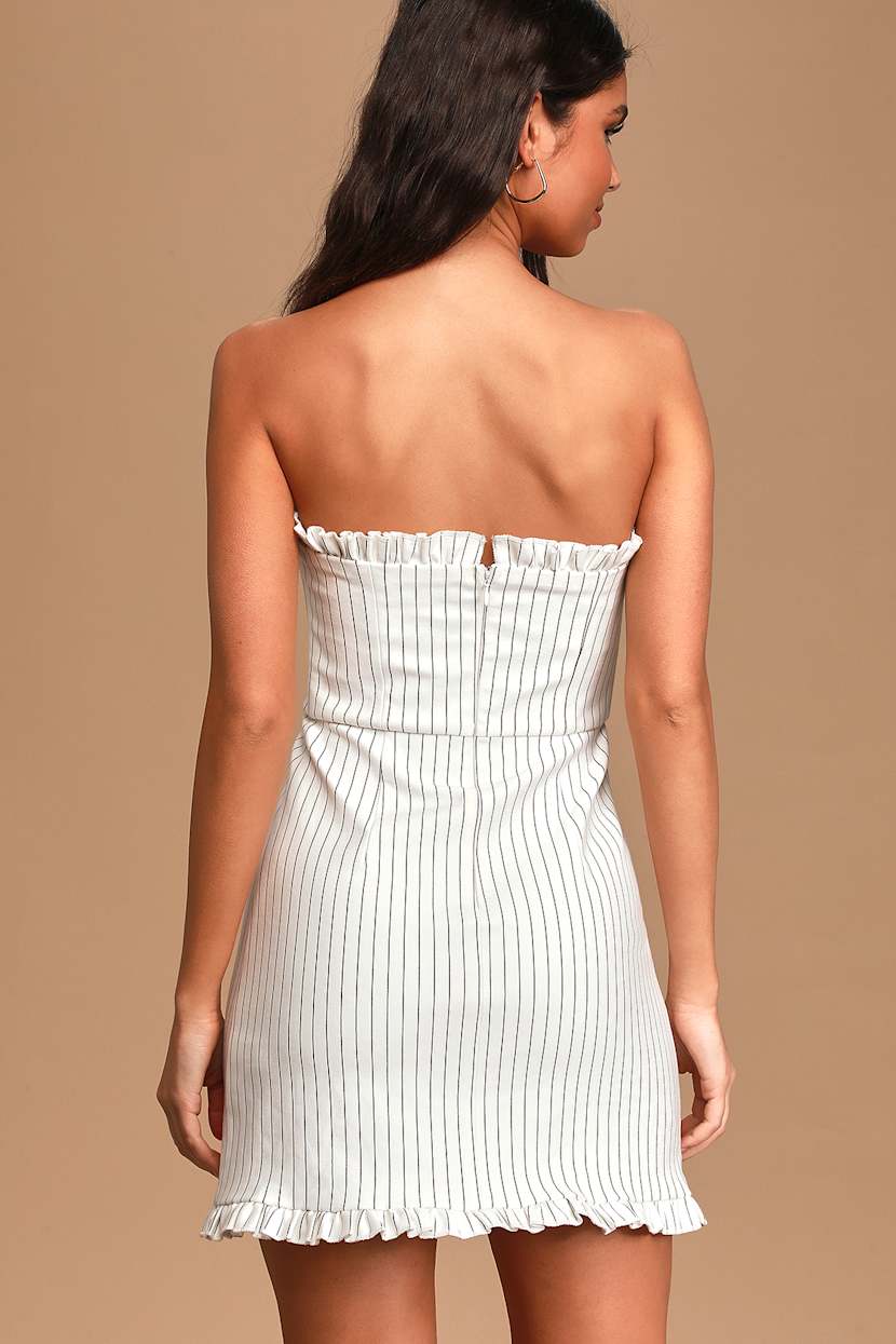 Robe Courte Elizabeth And James - Rayures Noires Et Blanches - Sans Manches - Taille US 8
