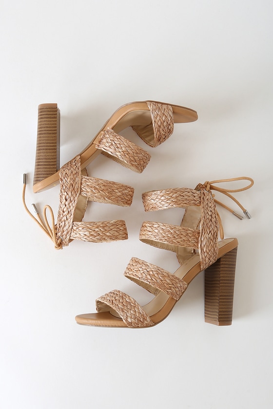 tan caged heels