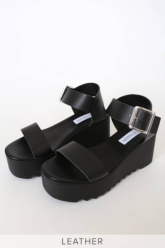 Lake Black Leather Platform Ankle Strap Sandals 2