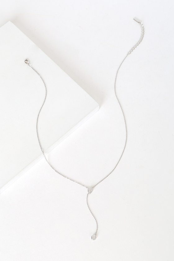 Love at Dawn Silver Rhinestone Drop Necklace 3