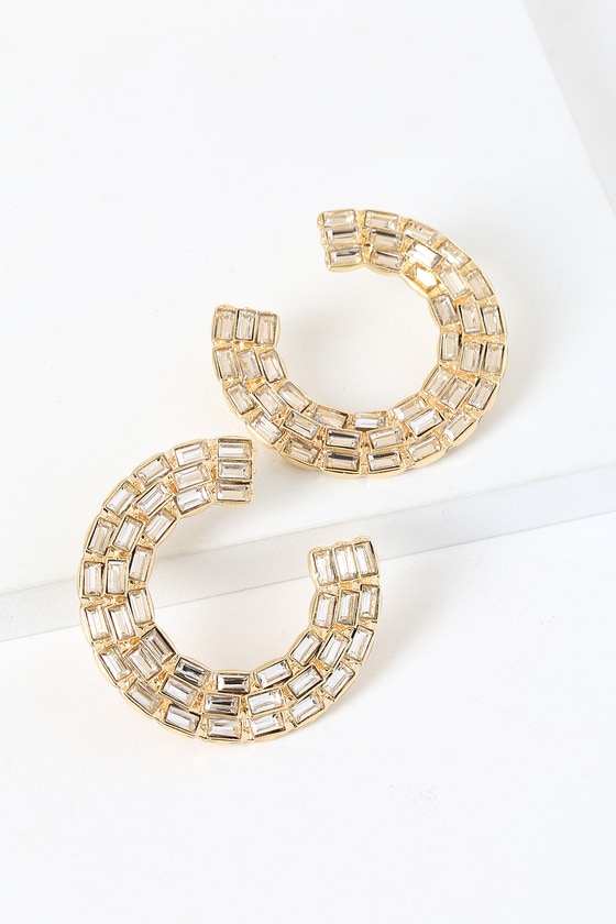 Modern Glam Gold Rhinestone Earrings