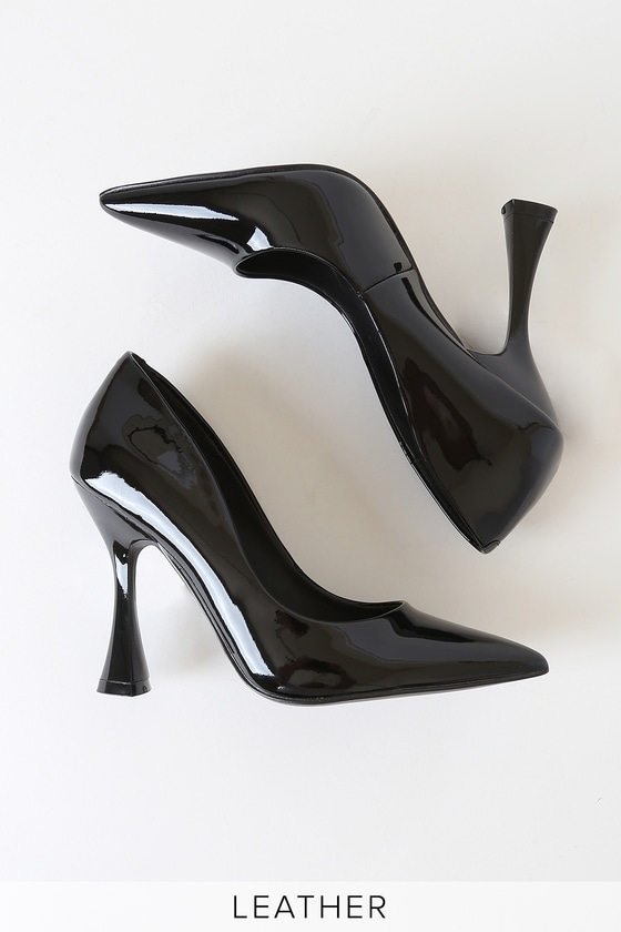 black patent pumps pointed toe