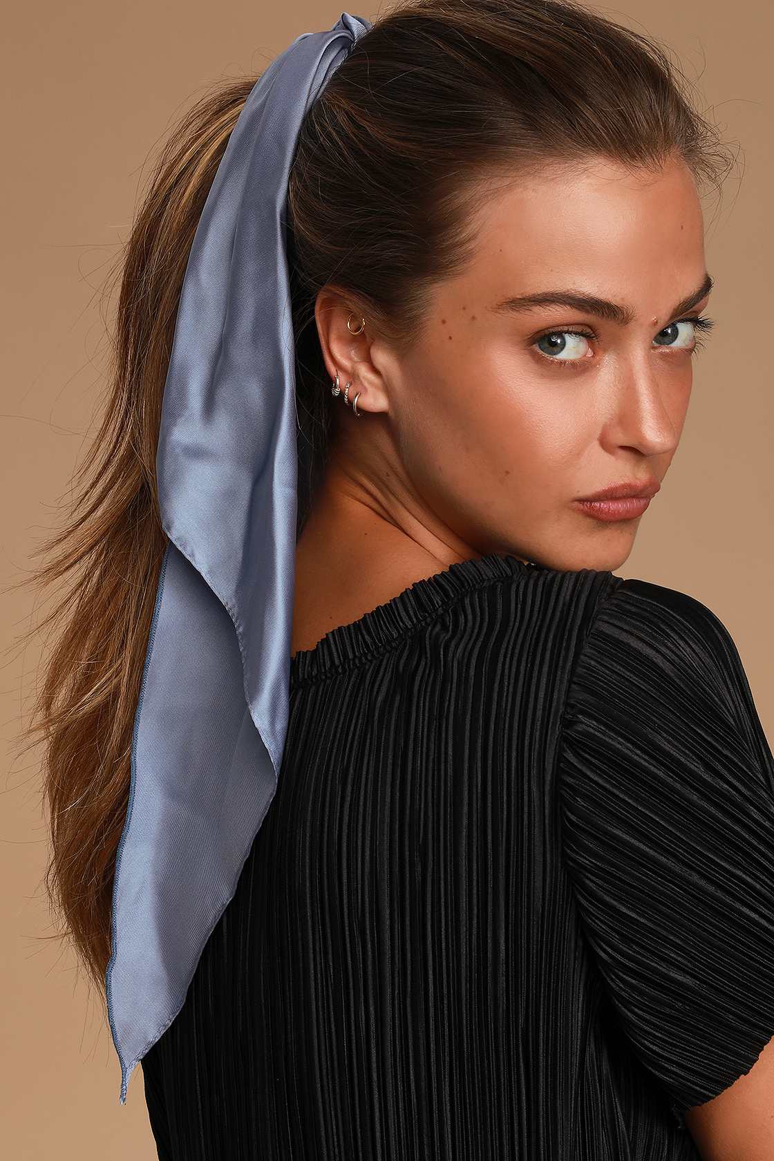 Black and Blue Ponytail Holder Set Scrunchie Set Scarf Set Lulus