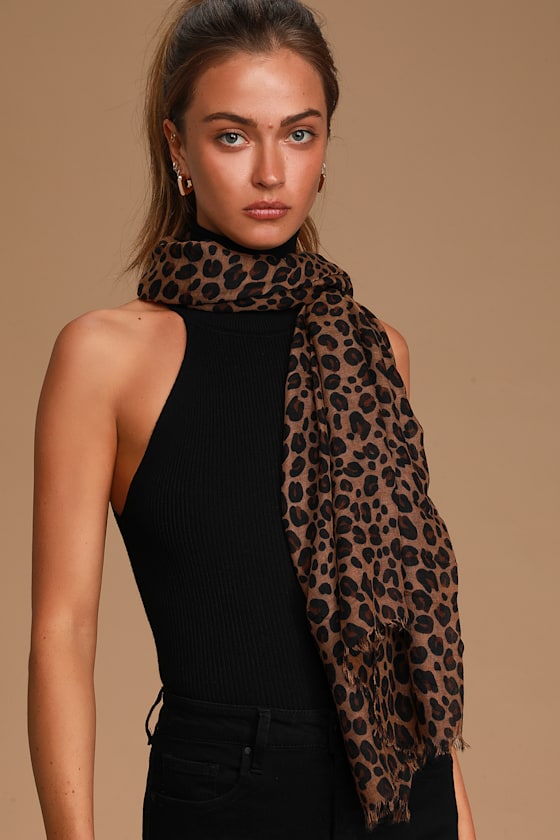 Brown Leopard Print Scarf Lightweight Scarf Women's Scarf Lulus