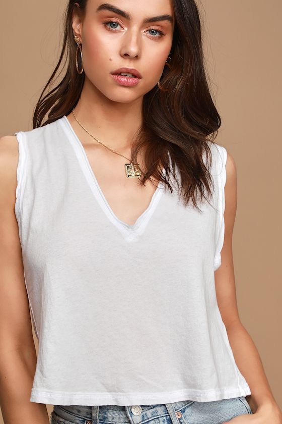 Free People Dreamy White Tank Top Muscle Tank Top Lulus