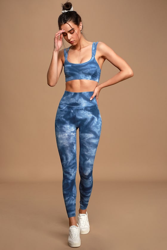 Good Karma Blue Tie-Dye High-Rise Leggings 1