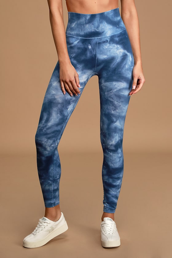 Free People Movement Good Karma Blue TieDye Leggings Lulus