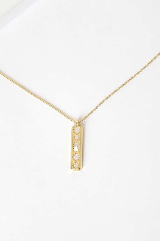 Pearl Mosaic Gold Pendant Necklace 2
