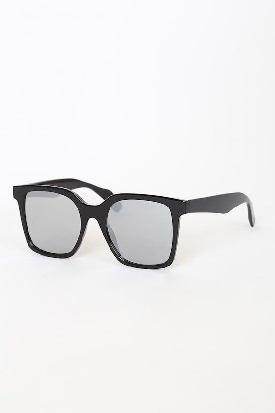 She's So Cool Black Mirrored Square Sunglasses 1