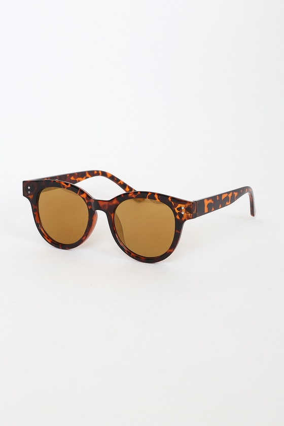 Cute Tortoise Sunglasses - Mirrored Sunglasses - Round Sunnies - Lulus