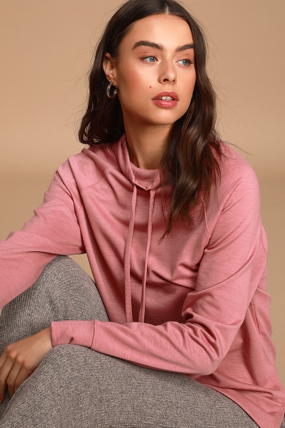 Pink cowl neck sweatshirt online