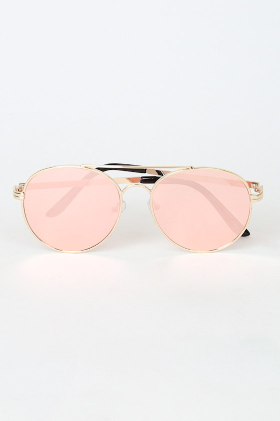Valley Gal Gold and Pink Mirrored Aviator Sunglasses 3