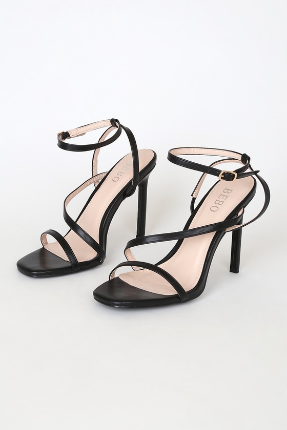 formal black strappy heels