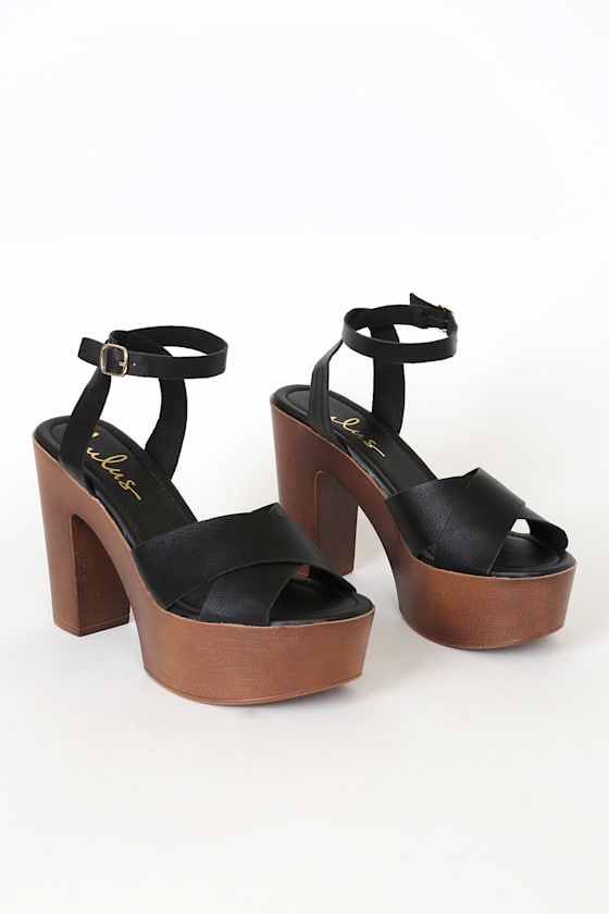 Galilea Black Platform Sandals 2