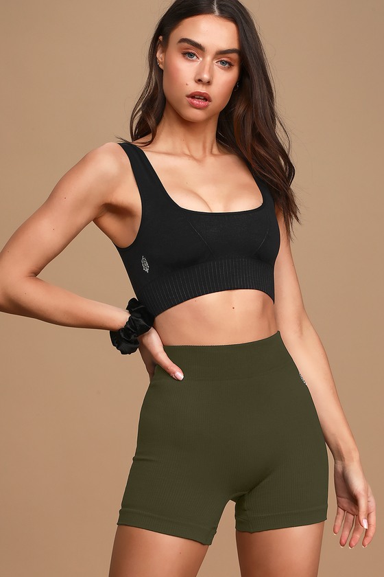 army green biker shorts