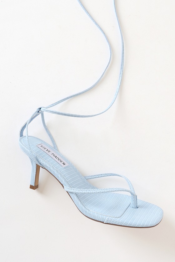 Lori Blue Lizard Embossed Lace-Up High Heel Sandals 4