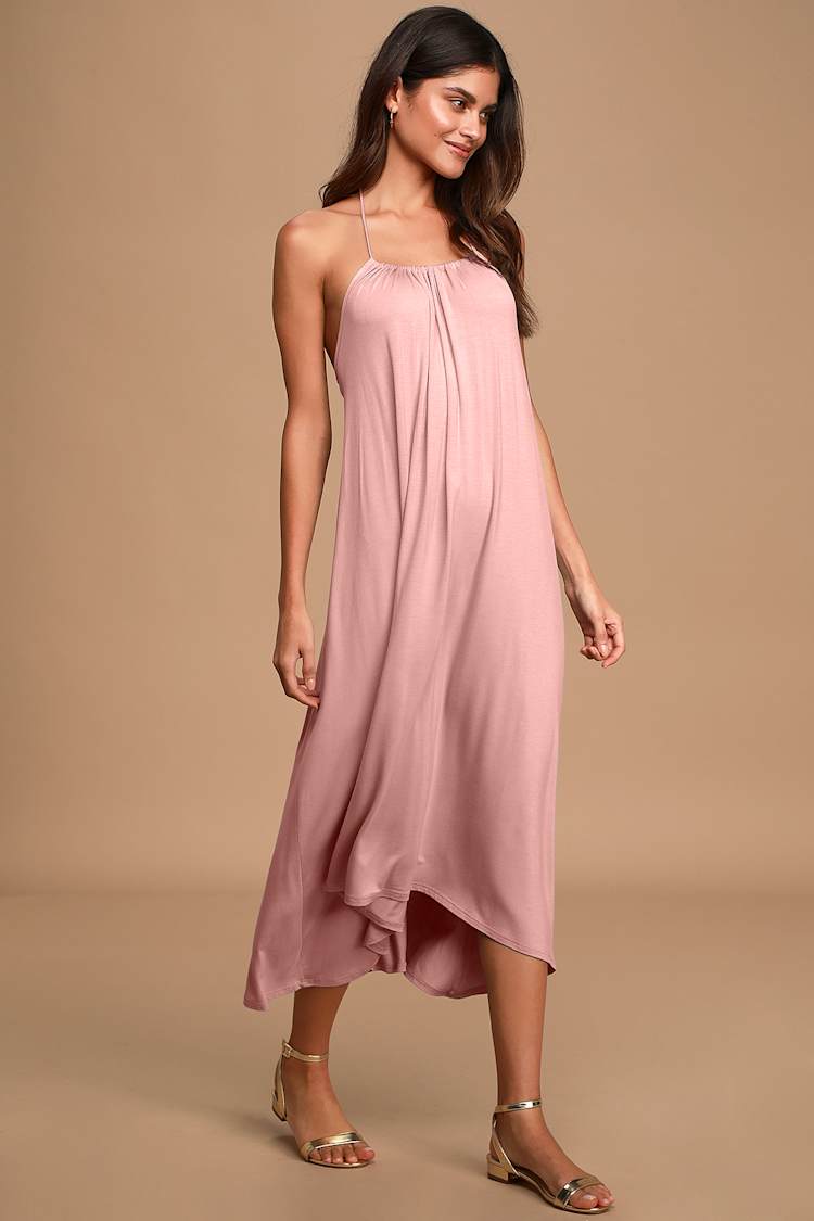 white christmas dresses English Factory Women's Tulle Contrast Midi Dress, Mauve, Xs