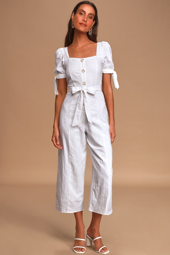 White outlet holiday jumpsuit