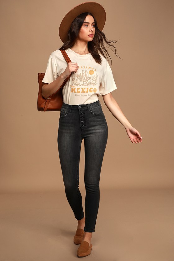 black button jeans