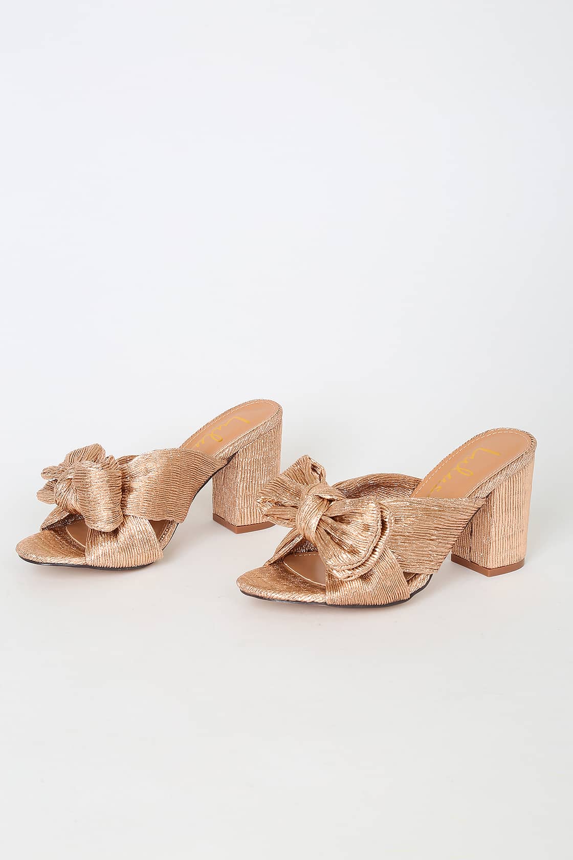 Dorothea Rose Gold Knotted High Heel Sandals