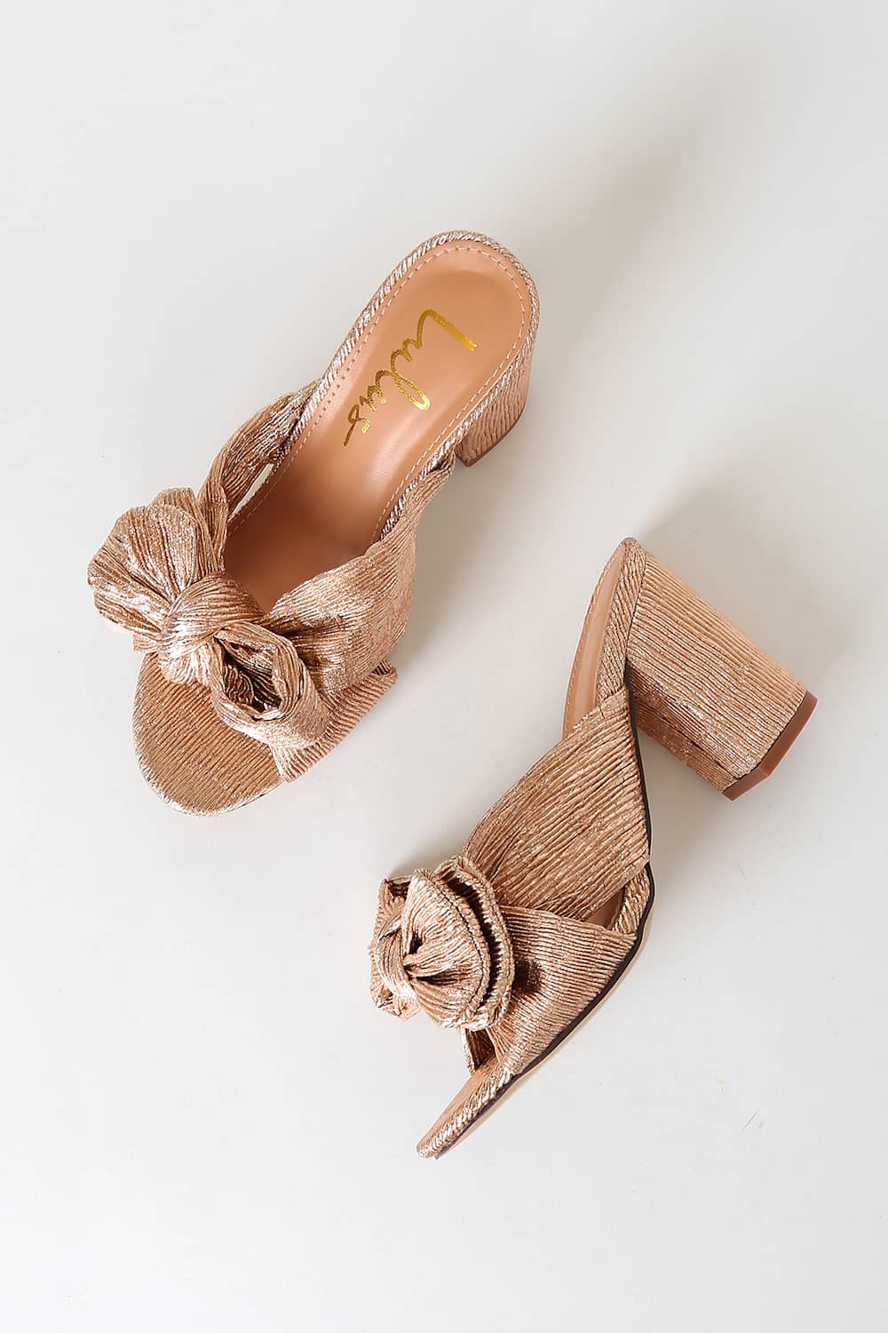 Dorothea Rose Gold Knotted High Heel Sandals