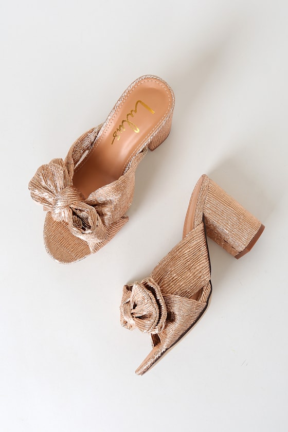 Dorothea Rose Gold Knotted High Heel Sandals 6