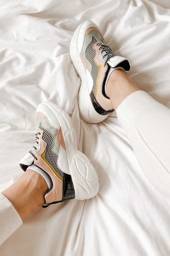 cute white chunky sneakers