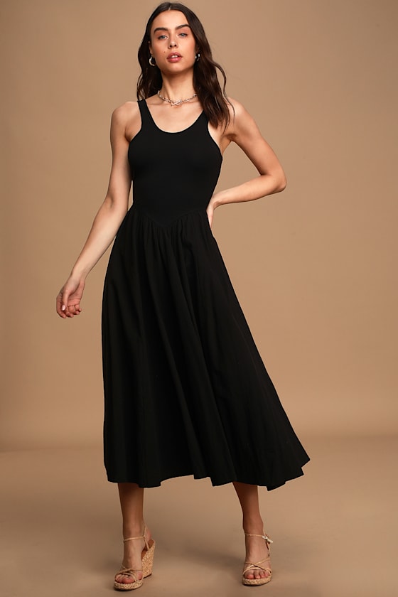 Emily's Black Sleeveless Midi Dress 2