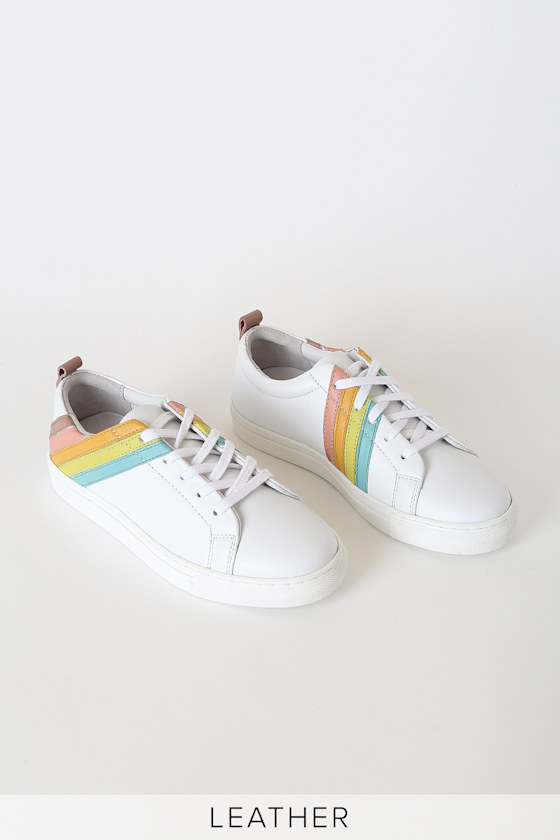 Stand Out White Rainbow Leather Sneakers 2