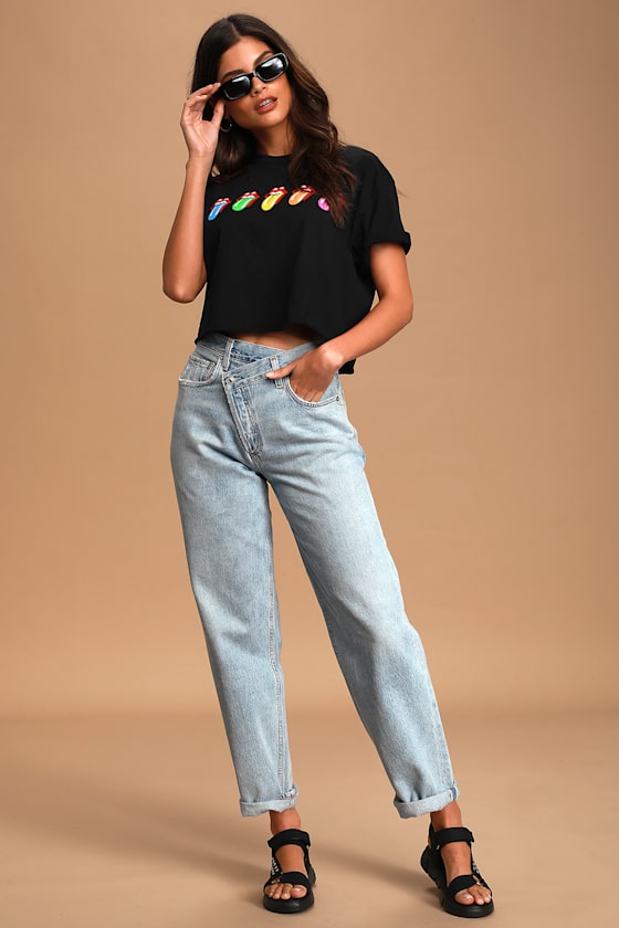 Criss Cross Light Wash Upsized Jeans 1