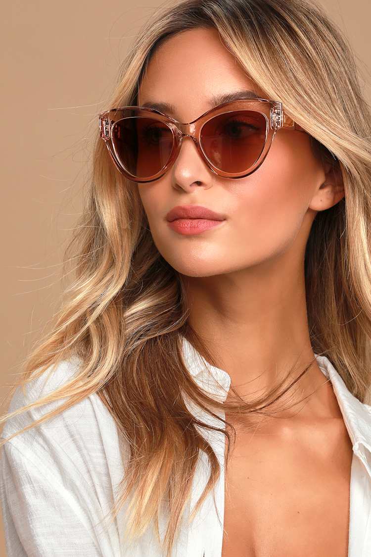Transparent Brown Sunglasses Brown Sunnies Gradient Lenses Lulus