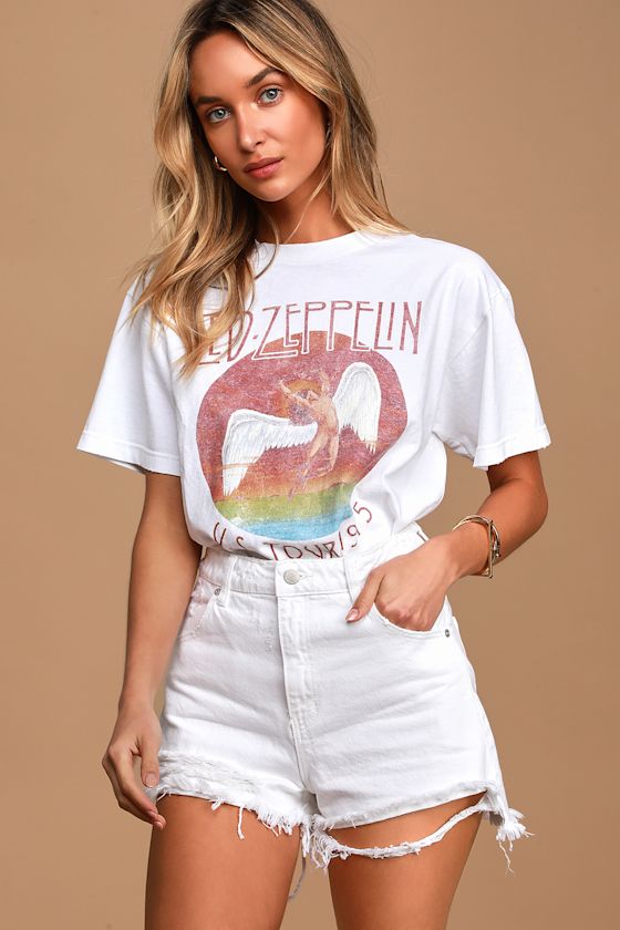 Dusters White High Waisted Distressed Denim Cutoff Shorts 2