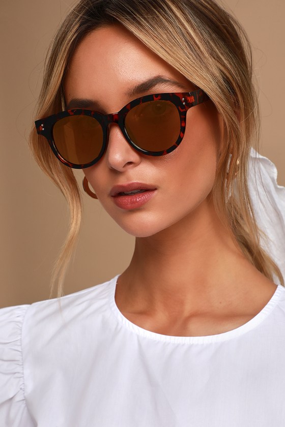 Cute Tortoise Sunglasses Mirrored Sunglasses Round Sunnies Lulus