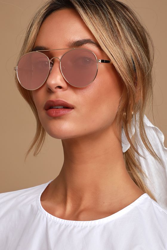 Valley Gal Gold and Pink Mirrored Aviator Sunglasses 3