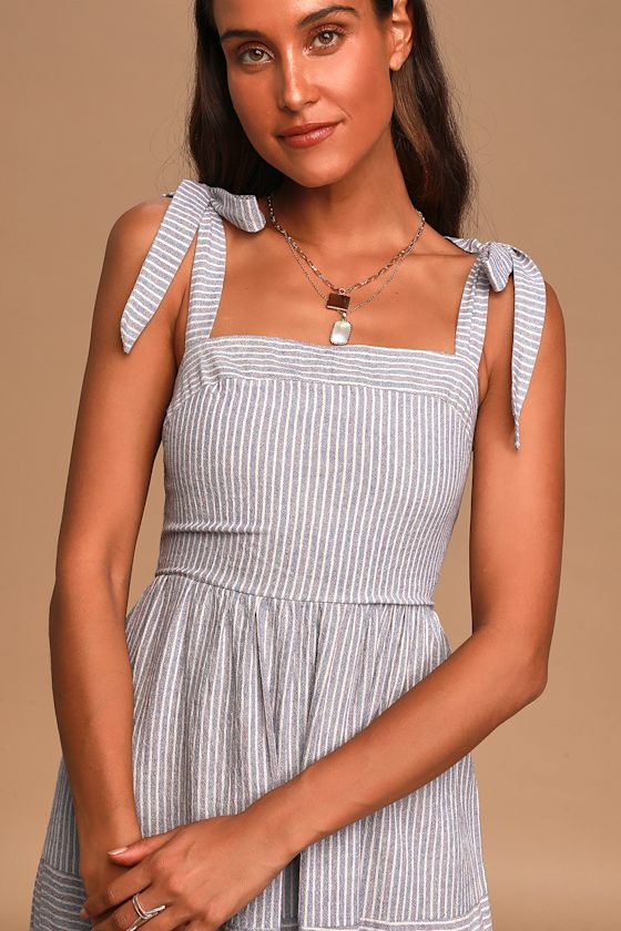 Golden Days Blue Striped Tie-Strap Maxi Dress 2