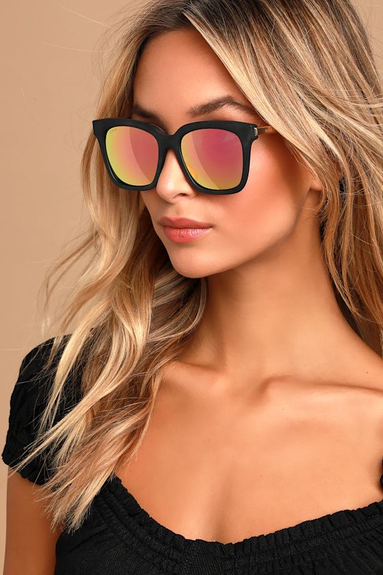 Bella Black and Pink Square Sunglasses 1