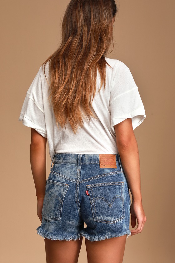 501 high rise denim shorts