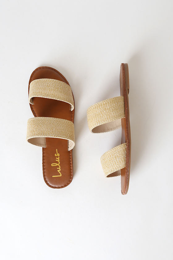 Time to Chill Natural Raffia Slide Sandals 3