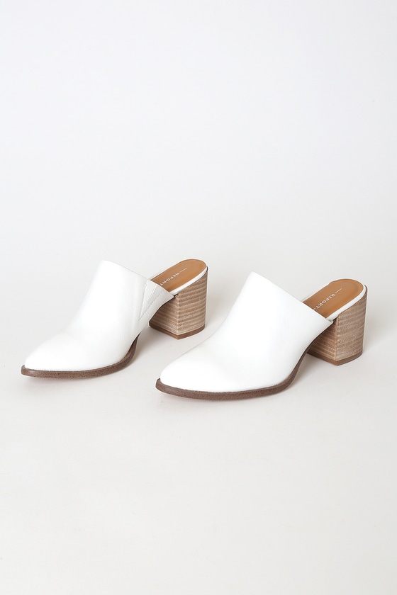 white pointed mule