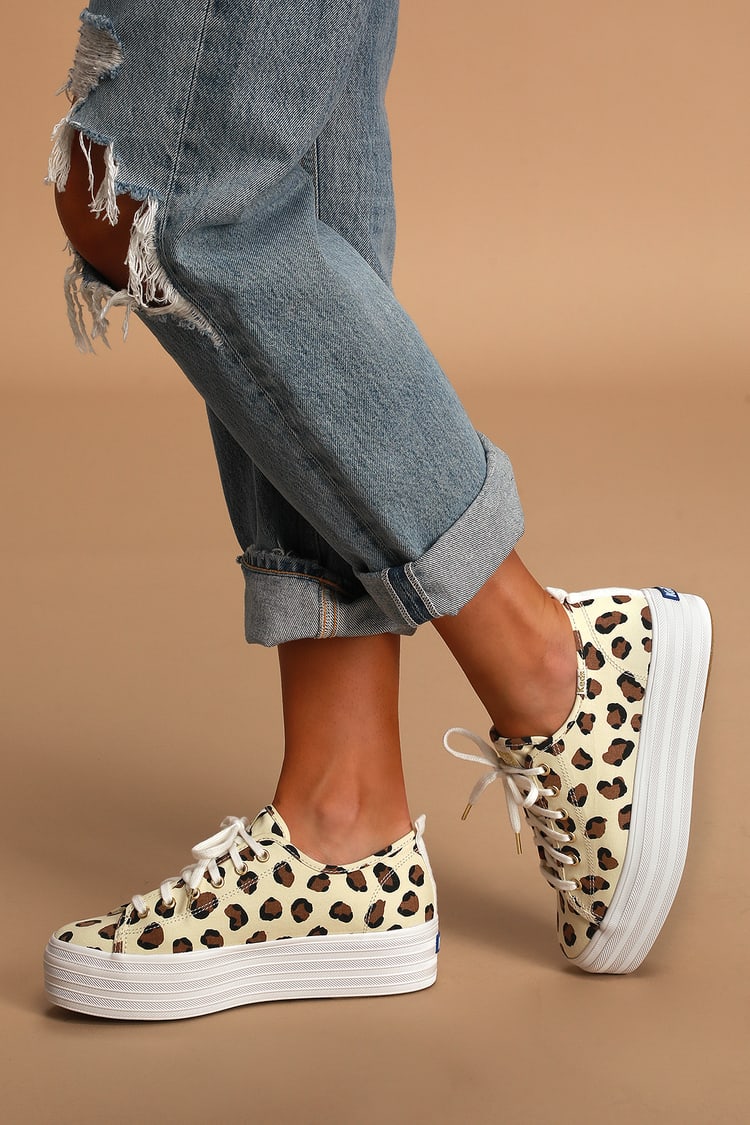 Triple Up Cream Sneakers - Sneakers - Leopard Shoes Lulus