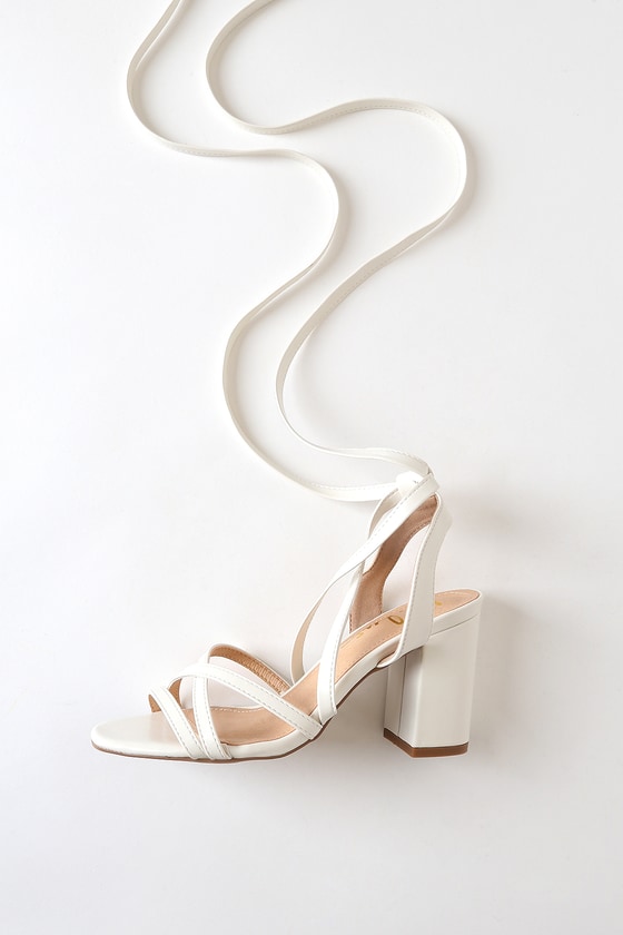 ivory lace up heels
