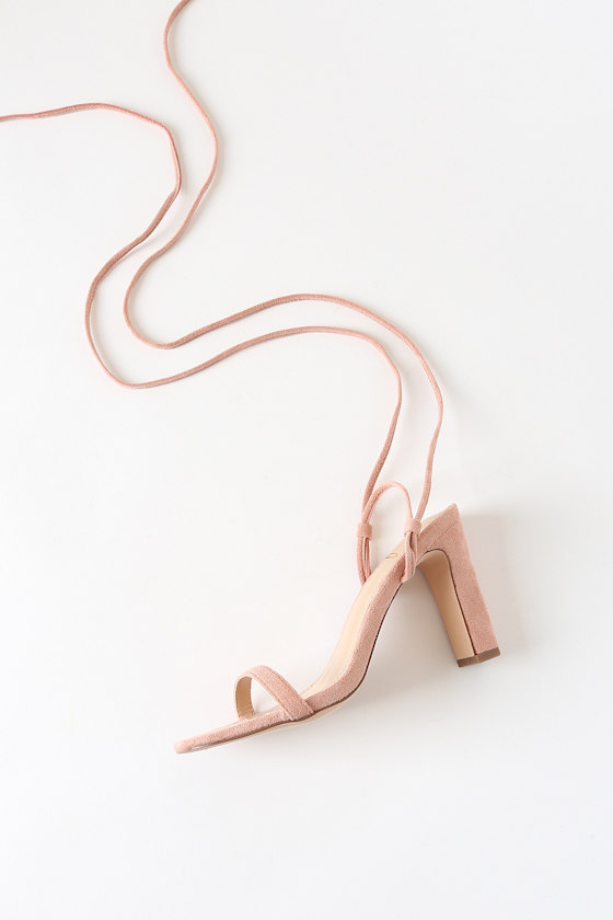 Xylia Peach Suede Lace-Up Heels 2