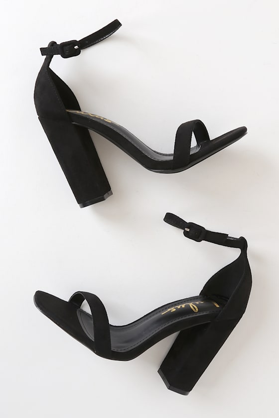 Mariayan Black Suede Ankle Strap Heels 2