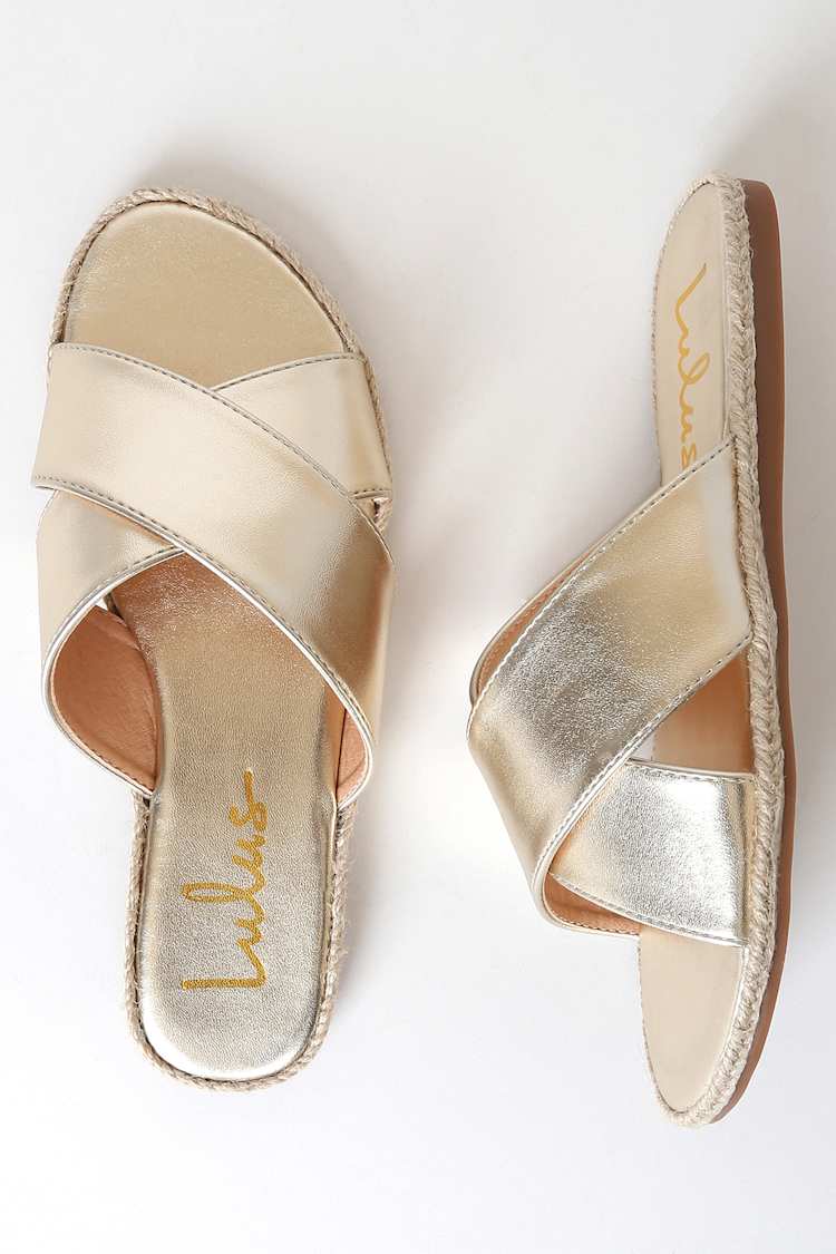 gold slide sandals